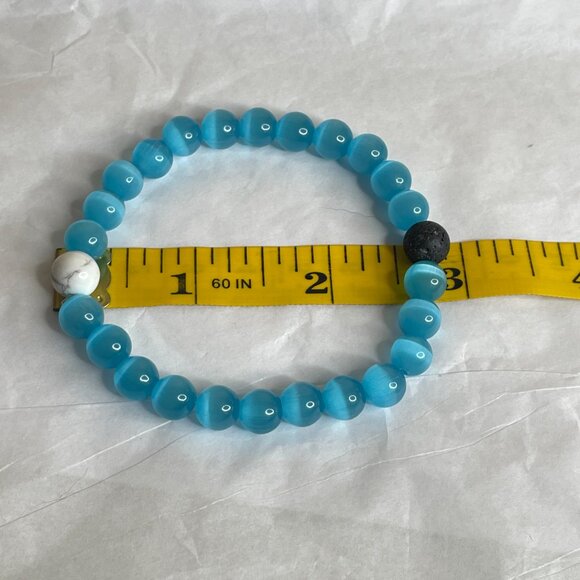 Hamoery Blue Cat Eye & Lava Stone Bracelet - Picture 9 of 14